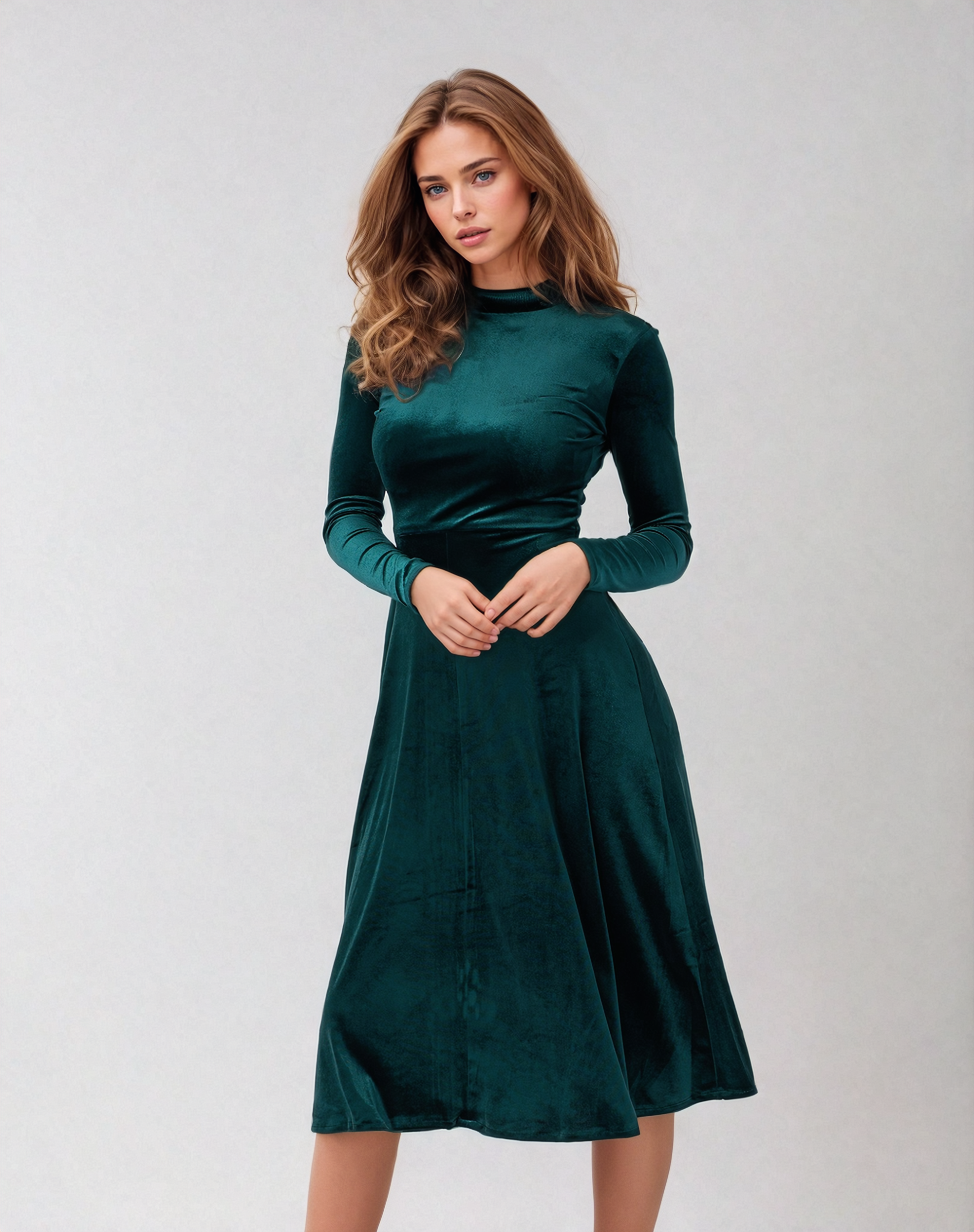 Slim Fit Velvet Dress with intricately Designed Cutout